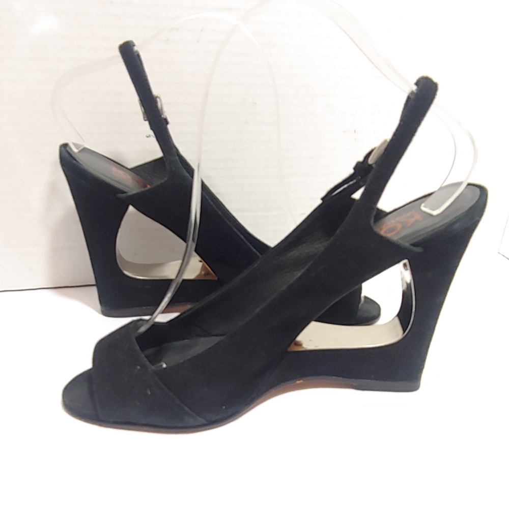 Kors by Michael Kors black suede wedge slingbacks